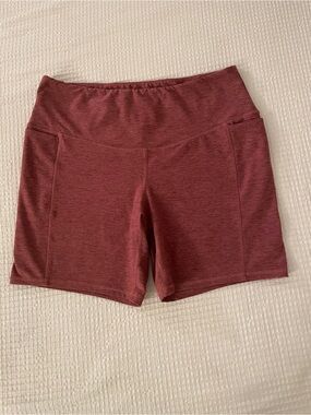 Athletic Works Women's High-Waist Athletic Shorts in Burgundy